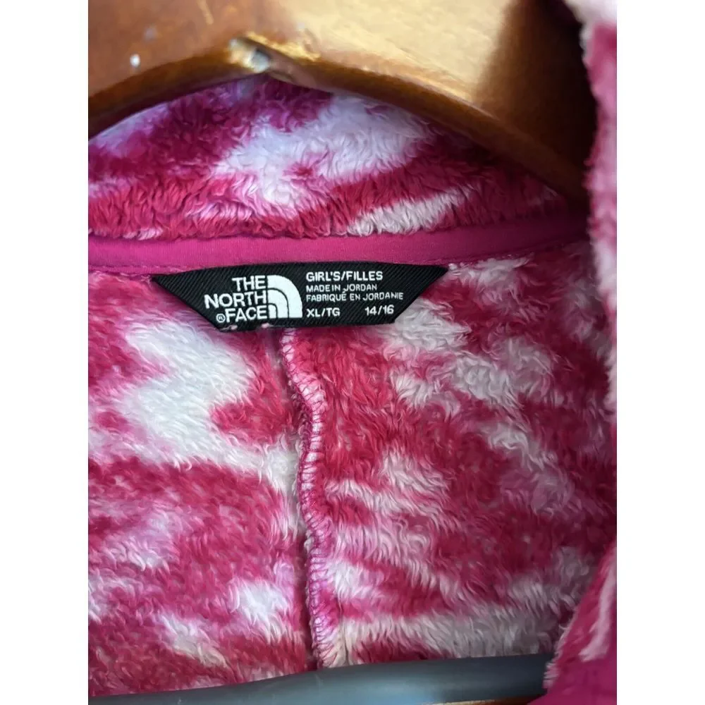The‎ North Face Girls Osolita Full-Zip Jacket Pink White Fleece XL 14/16